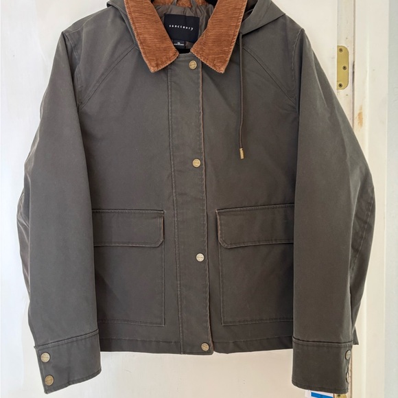 Sanctuary Oiled Barn Field Jacket Corduroy Collar and Cuffs Women’s Size XL - Picture 2 of 10
